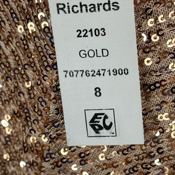 Nightway Short Sleeve V-Neck High-Low Sequin Dress - Gold - size 8 - Picture 11 of 12